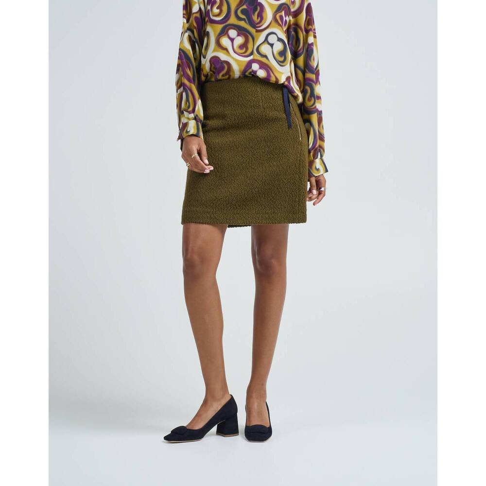 NEW ODEEH texture mini skirt in military green
